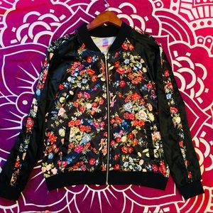 Floral Silk Bomber Jacket